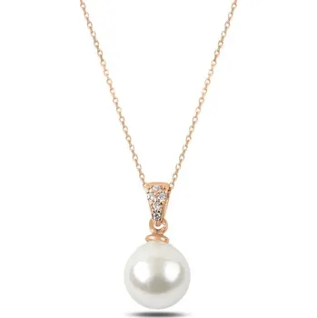 Řetízek Olivie Stříbrný řetízek s perličkou ROSE 3152 Ag 925; ≤2,3 g.