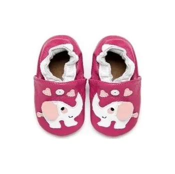 Capáčky Hopi Hop Kožené capáčky - Sloník růžový (bubliny) Velikost: 18-24 měsíců