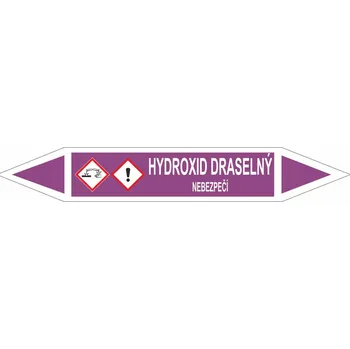 Oboustranná šipka GHS - Hydroxid draselný Samolepka PVC 1: arch 5 ks - 333x52mm