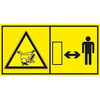 Značení Nebezpečí posekání při jízdě vpřed - Dodržuj bezpečnou vzdálenost samolepící vinylová fólie 45 x 85 mm