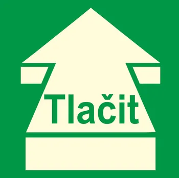 Fotoluminiscenční tabulka - otevírání dveří (tlačit) fotoluminscenční samolepka 148 x 148 mm