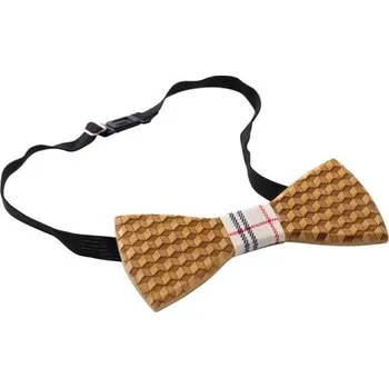 Motýlek pánský dřevěný kubistický 3D kostky Světle žlutá