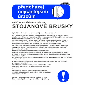 Předcházej nejčastějším úrazům - STOJANOVÉ BRUSKY plast 0,5mm A3 (420 x 297 mm)