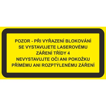 Pozor - při vyřazení blokování samolepící vinylová fólie 52 x 105 mm