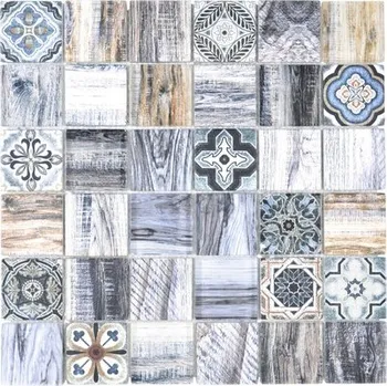 Obklad Skleněná mozaika Quadrat krystal mix modrá