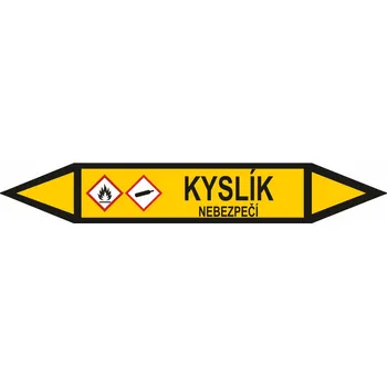 Oboustranná šipka GHS - Kyslík Samolepka PVC 3: 672 x 105 mm