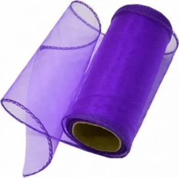 Party dekorace Organza 12cm/10y fialová tmavá (12cm-9m-obšitá 12 cm/9m tmavě fialová)