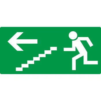 Únikový východ schodiště vlevo-dolů samolepící vinylová fólie 200 x 100 mm