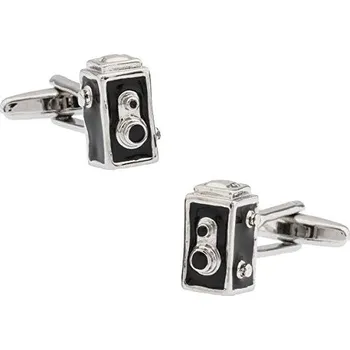 Manžetový knoflíček Manžetové knoflíčky starožitný, historický fotoaparát Černá