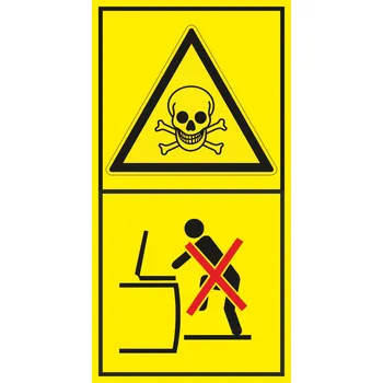 Pozor jedovaté plyny - Nevstupuj na zásobníky V samolepící vinylová fólie 85 x 45 mm