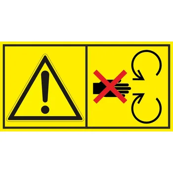 Výstraha - Neotvírej, neodstraňuj bezpečnostní kryt pokud je stroj v chodu samolepící vinylová fólie 88 x 168 mm