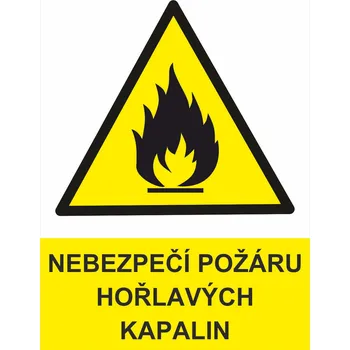 Značení Nebezpečí požáru hořlavých kapalin samolepící vinylová fólie A6 (148 x 105 mm)