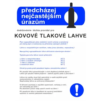Předcházej nejčastějším úrazům - KOVOVÉ TLAKOVÉ LAHVE plast 0,5mm A3 (420 x 297 mm)