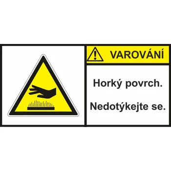 Značení Varování - Horký povrh samolepící vinylová fólie 140 x 70 mm