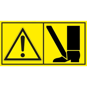 Výstraha - Nebezpečí useknutí chodidla shora samolepící vinylová fólie 45 x 85 mm