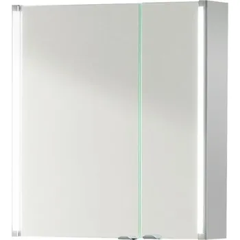 Koupelnový nábytek Zrcadlová skříňka s osvětlením basano Salenta 61 x 16,5 x 67 cm šedá 2 dvířka LED IP 20