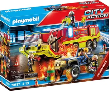 Stavebnice Playmobil Playmobil 70557 Hasiči v akci s hasičským vozem