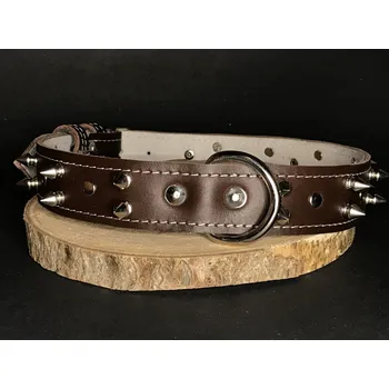 Obojek pro psa Palkar obojek z kůže hlazenice pro psy zdobený hroty 80 cm x 30 mm hnědý (Palkar obojek z kůže hlazenice pro psy zdobený hroty 80 cm x 30 mm hnědý)