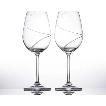 Sklenice Bohemia Crystal Sklenice na víno 350 ml dekor ATLANTIS, 2 ks (Ručně broušené skleničky)