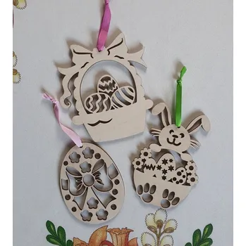 Velikonoční dekorace Velikonoční ozdoby dřevěné mix sada 3 ks