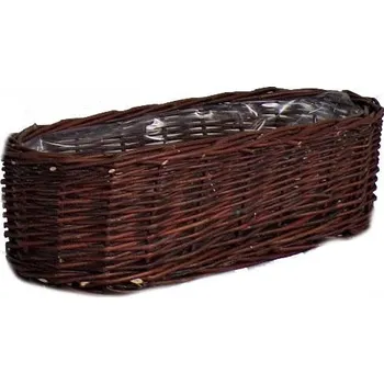 Truhlík Proutěné truhlíky oválný menší (Proutěný truhlík oválný menší – přírodní proutěný obal na květiny a bylinky)