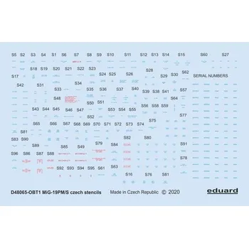Plastikový model Eduard 1/48 MiG-19 stencils Czech (EDUARD)