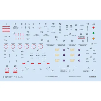 Volný čas Eduard 1/48 P-38 stencils (TAMIYA/ACADEMY/HASEGAWA)