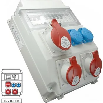 Rozvaděč Zásuvková rozvodnice ROS 11/FI-14 1x3253+2x1653+2x230V, jištěná, s chráničem, IP54 (SEZ ROS 11/FI-14)