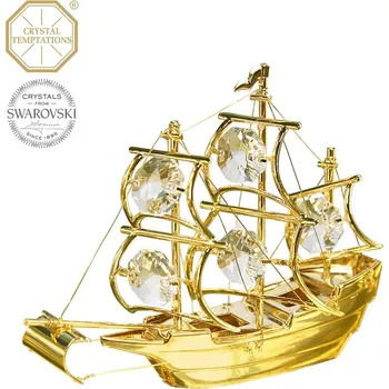 Figurka Designová figurka LOĎ s bílými krystaly v dárkové krabičce - 9*10 cm