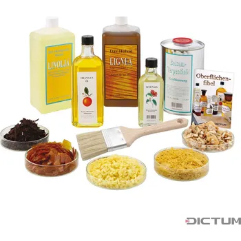 Lak na dřevo Dictum 705299 - Natural Finishing Supplies Starter Kit, 11-Piece Set - Sada laků