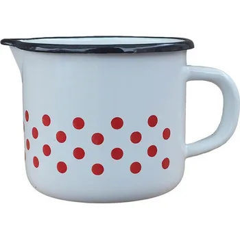 Smaltovaný hrnek s výlevkou, objem 1 L - tečkovaný