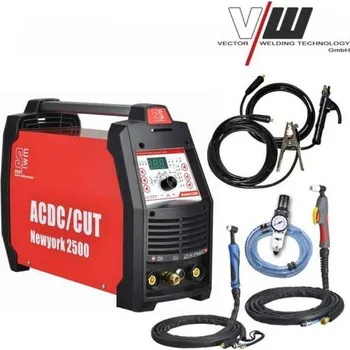 Svářečka VECTOR NewYork 2500 AC/DC PLASMA + kabely + hořák TIG + hořák Plasma + ventil + láhev ARGON plná
