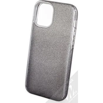 Pouzdro na mobilní telefon 1Mcz Shining Duo TPU třpytivý ochranný kryt pro Apple iPhone 12 mini stříbrná černá (silver black)