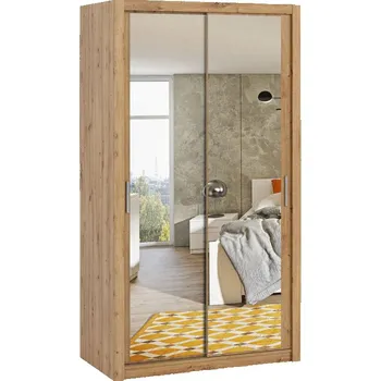 Šatní skříň Šatní skříň s posuvnými dveřmi a se zrcadlem Kler SZ120 KE05, Barva: dub artisan / zrcadlo MIRJAN 5903211011818