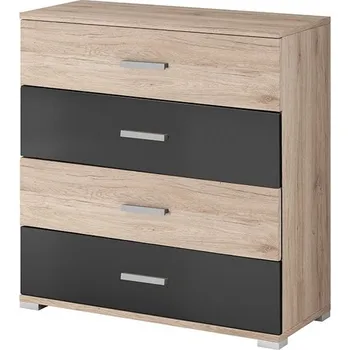 Komoda Komoda VERONICA 4S dub sonoma / černá norská borovice DOPRODEJ*