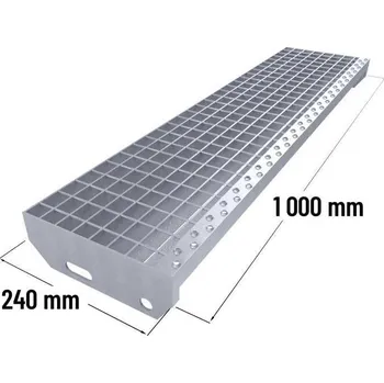 Zinkovaný schodišťový stupeň SP 30/3 - 34 x 38 mm - 1 000 x 240 mm