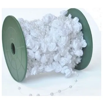 Ozdoba do vlasů DEKORAČNÍ ŘETĚZ RŮŽIČKY „bílé“ 50cm - Vlasové doplňky 1ks