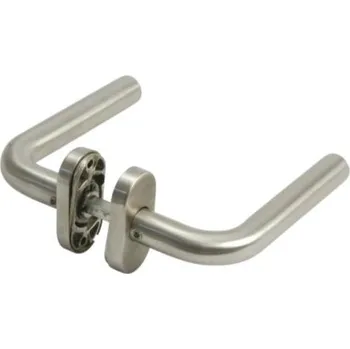 brána Feldmann 205-VA-F-R - nerezová klika s oválnou rozetou, s pevnou pravou stranou, pro křídlové branky a dveře