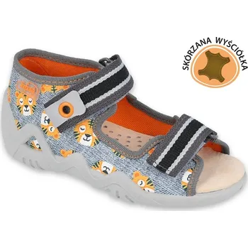 Chlapecké bačkory Bačkůrky papučky sandálky Befado Papi 350P016 šedé s tygry s koženou stélkou velikost: 19
