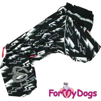 Obleček pro psa FOR MY DOGS Pláštěnka LIGHTNING, černá, Velikost: 12/S