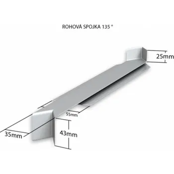 okap Hliníková R - spojka 135° (k venkovním pozinkovaným parapetům) NOS 40 mm pro šíři: 50 mm - Hnědá RAL 8019
