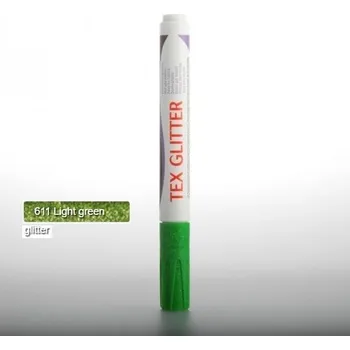 Speciální výtvarná barva Fix na textil Darwi Tex Glitter, 6 ml - světle zelený
