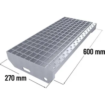 Terasové prkno Zinkovaný schodišťový stupeň SP 30/3 - 34 x 38 mm - 600 x 270 mm