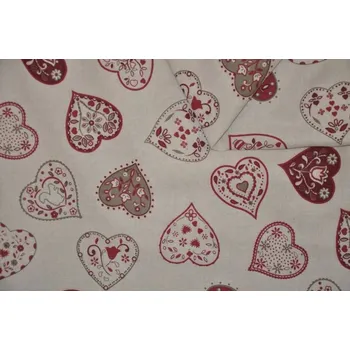 Axin Trading s.r.o. Látka Mihra motiv červená srdce - šíře 280 cm