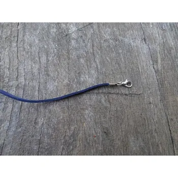 Materiál na výrobu šperku náhrdelník z imitace kůže s karabinkou tm. modrý 45 cm