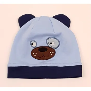 Čepice Polsko Chlapecká bavlněná čepice Medvěd Světle modrá Velikost: 38