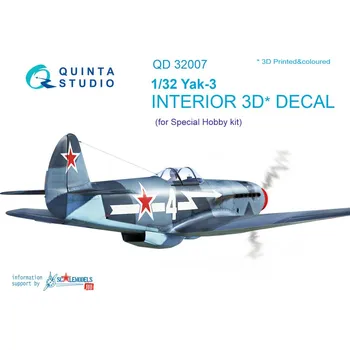Plastikový model Quinta studio 1/32 Yak-3 3D-Print&colour Interior (SP.HOBBY)