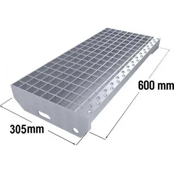 Terasové prkno Zinkovaný schodišťový stupeň SP 30/3 - 34 x 38 mm - 600 x 305 mm