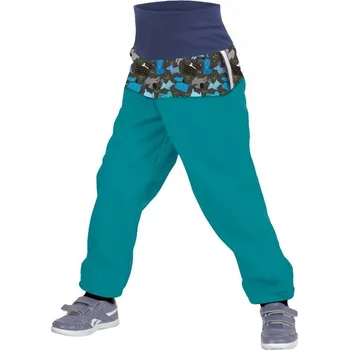 Chlapecké kalhoty Unuo (ušito v ČR) Dětské softshellové kalhoty Unuo s fleecem vel. 74/80,80/86 petrolejové pejsci