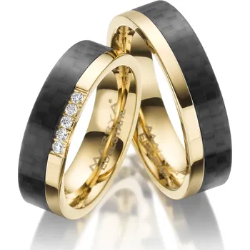 Prsten Marrya Ocelové snubní prsteny ES-24 s karbonem